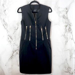 TOV Holy Black Zipper Sheath Dress F29